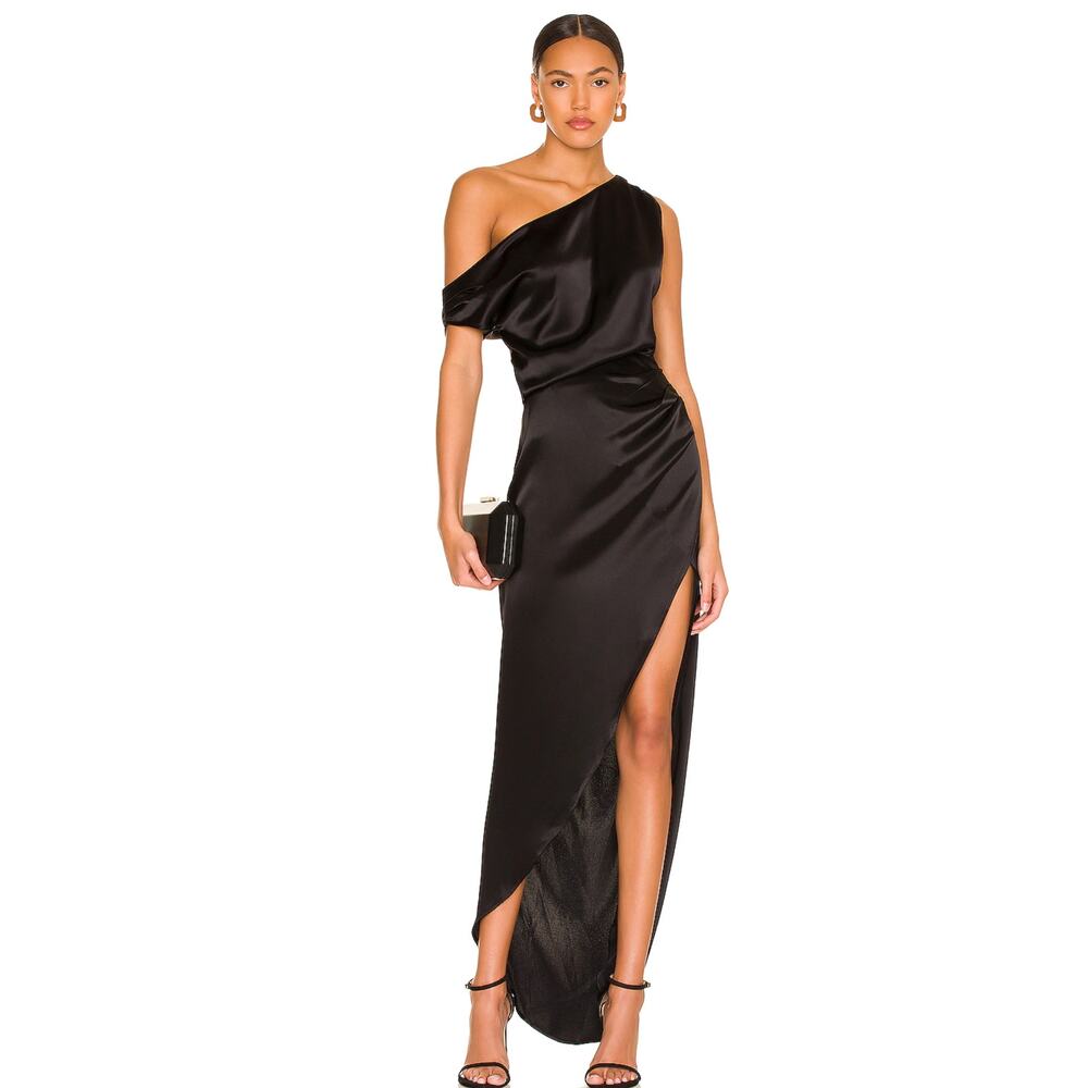 NONchalant Label Dinah One Shoulder Dress in Black NWOT Size Large